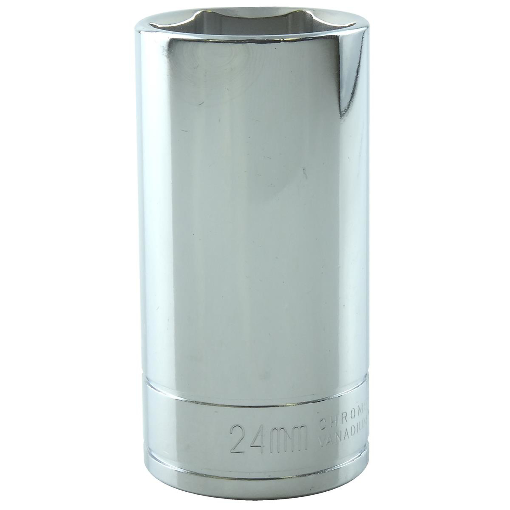 K Tool International Deep Socket — 24mm, 3/8in. Drive, 6-Point, Chrome Vanadium, Model# KTI27224